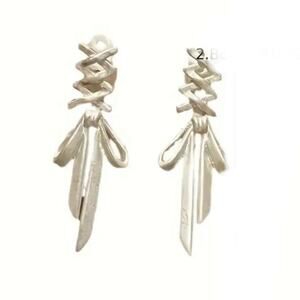 Silver Bow Jacket Earrings